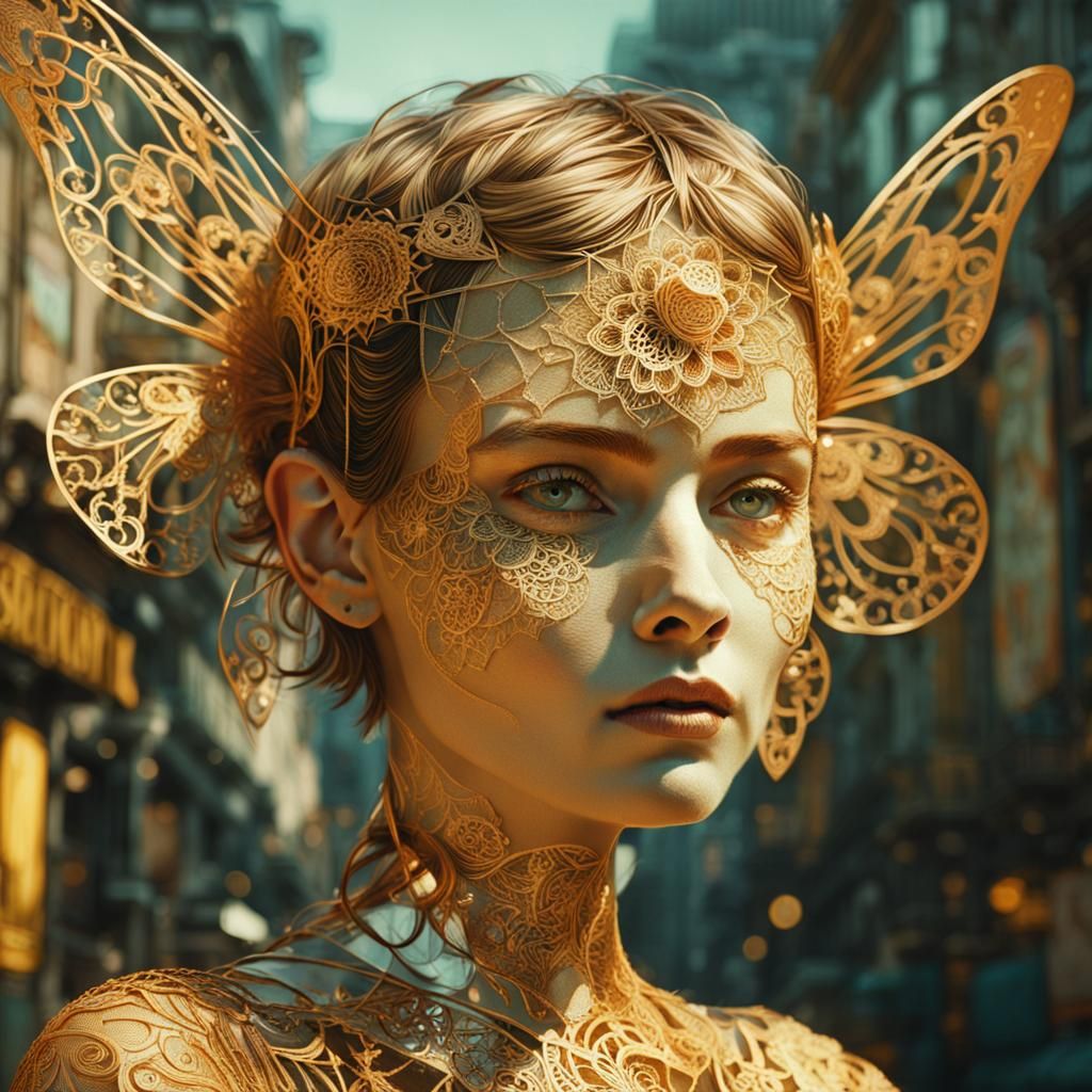 Golden Pixie in Sunny Grove, Solarpunk Style