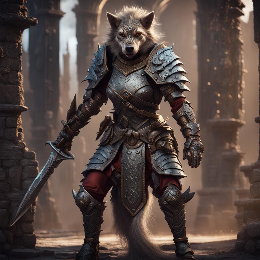 Gnoll Warrior in Steel Armor: Fantasy Concept Art