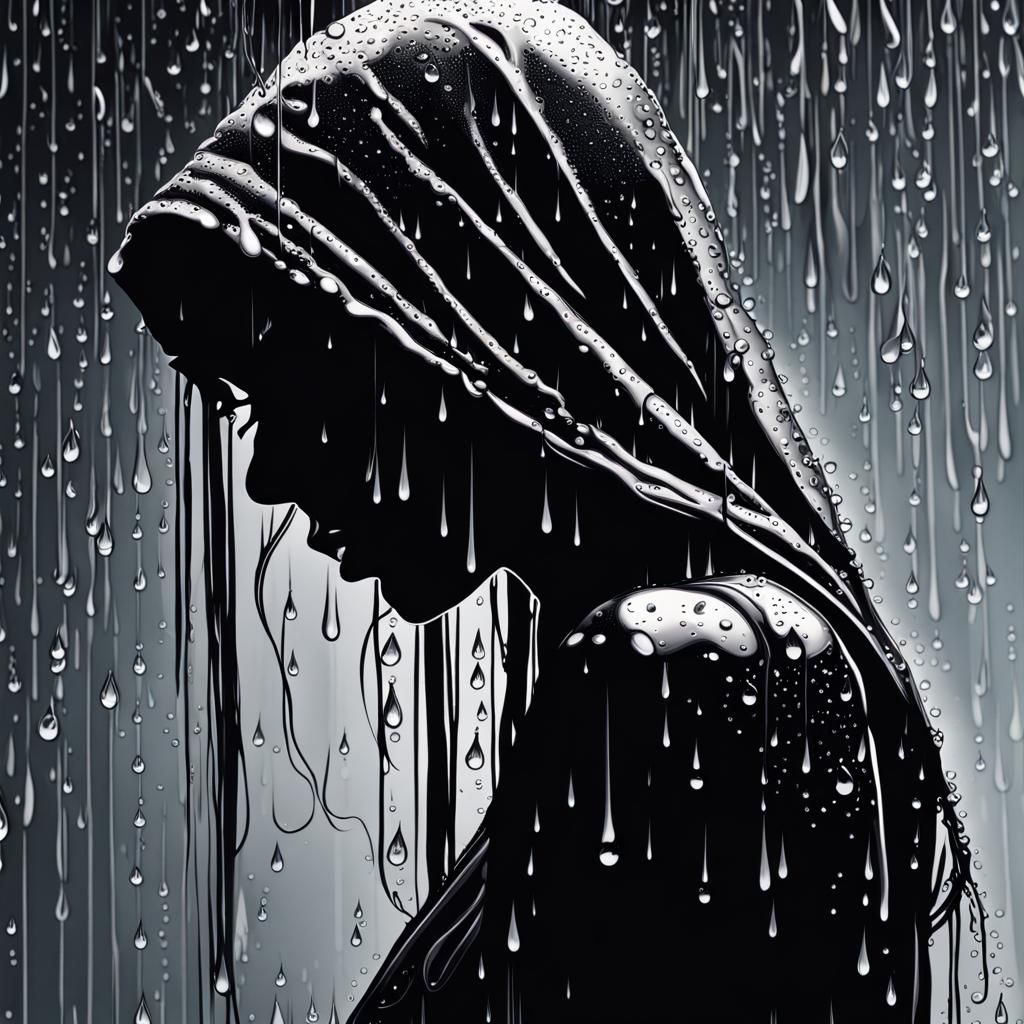 Photorealistic Silhouette in Heavy Rain