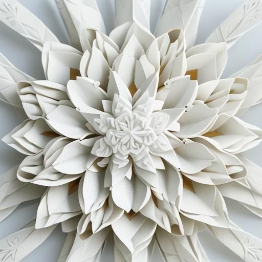 Intricate Origami White Shepherd in Soft Pastel