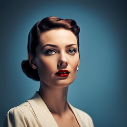 Retro-Futuristic Android Portrait in 1950s Style