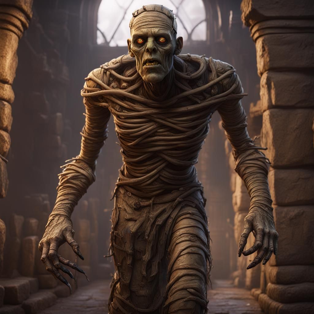 Frankenstein's Monster Mummy Hybrid: Detailed Matte Painting
