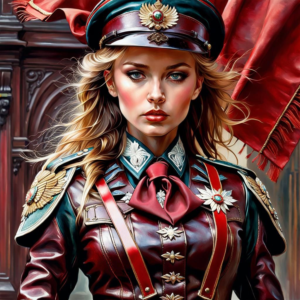 Pretty Russian woman in fancy uniform