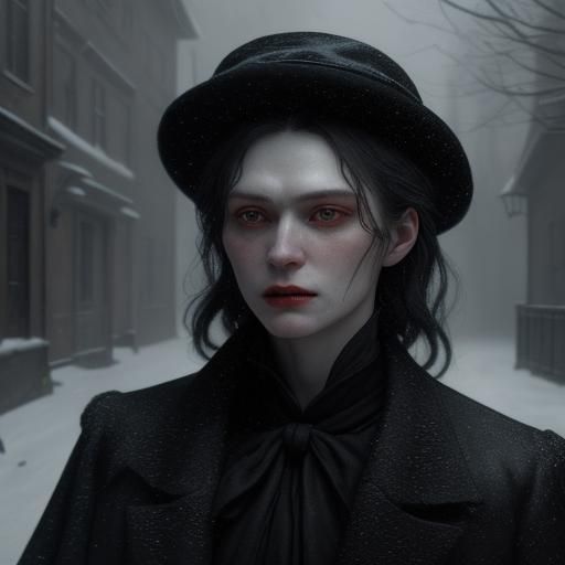 Vampire Portrait in Impressionist and Expressionist Style