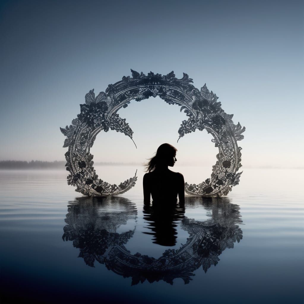 Dreamy Infinity Sign in Silhouette Art with Ethereal Mist