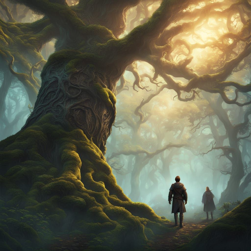 Adventurer in Mystical Forest Concept Art