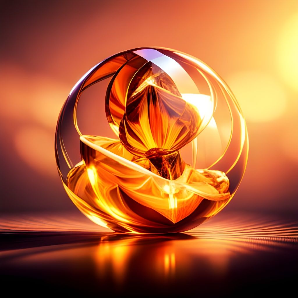 Hyperdetailed Orange Crystal Figurine in Art Nouveau Style
