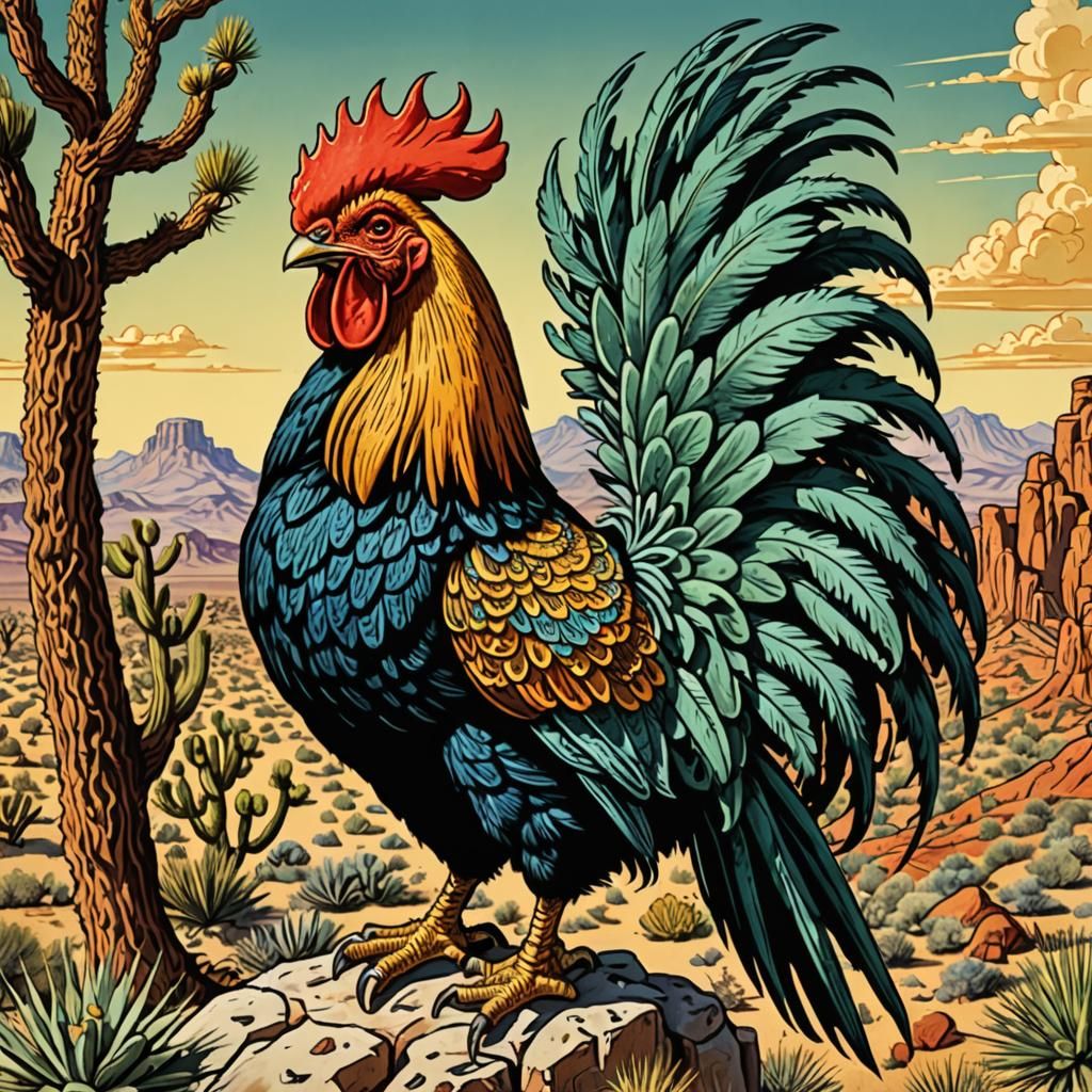 Portrait of an Ornate 1930’s Noble Mexican Fighting Rooster