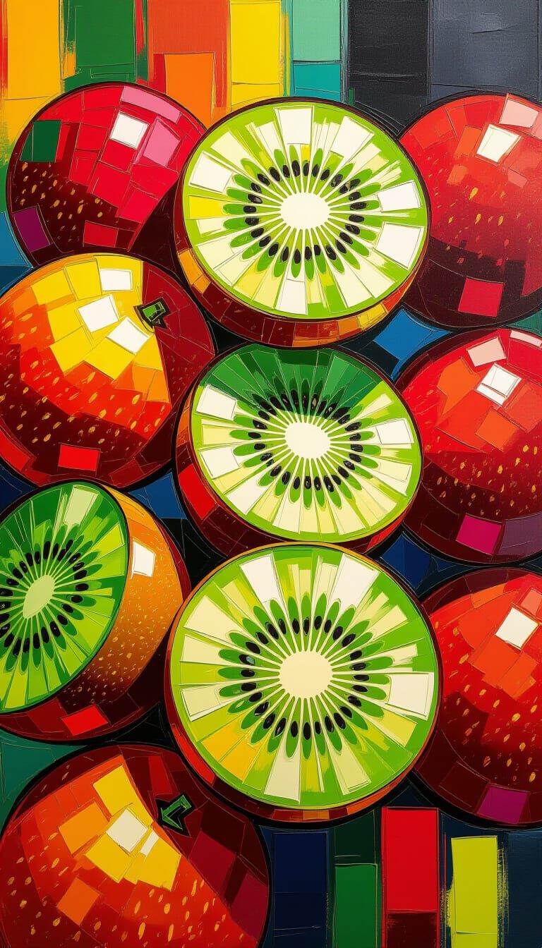 Juicy Kiwi Painting with Thick Brushstrokes