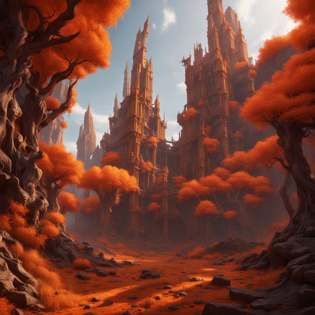 Fantastical Orange in Detailed Matte Painting