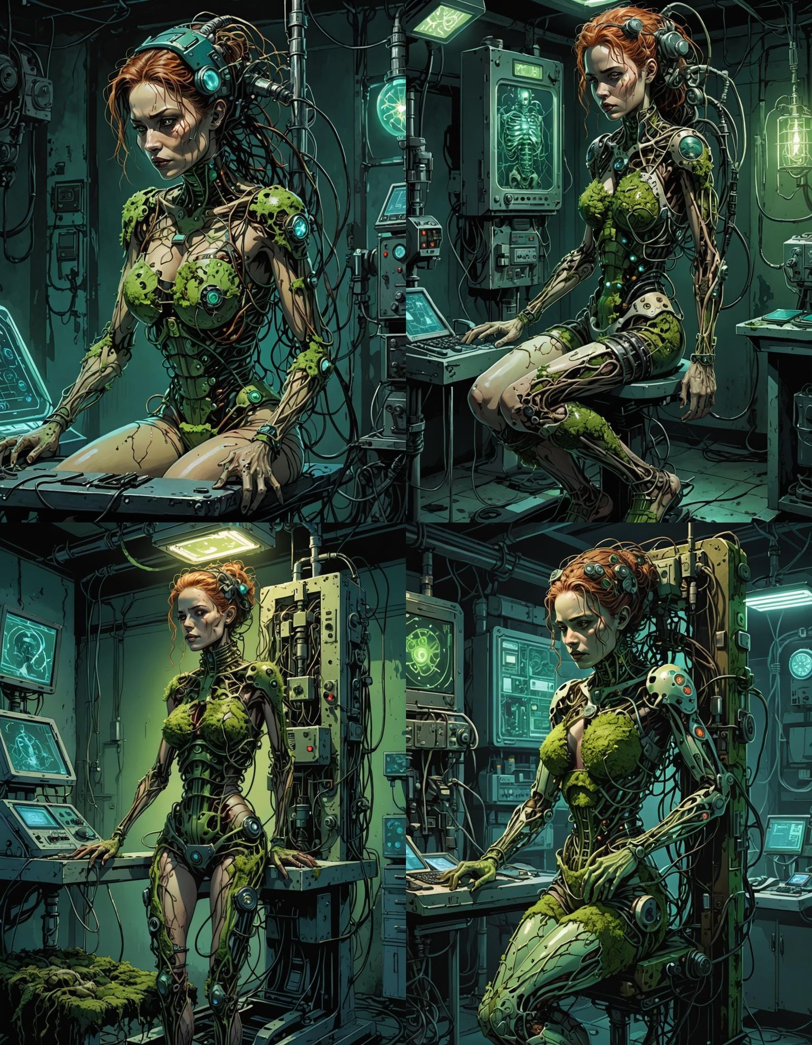 Biomechanical Mutant in Dystopian Graphic Novel Style