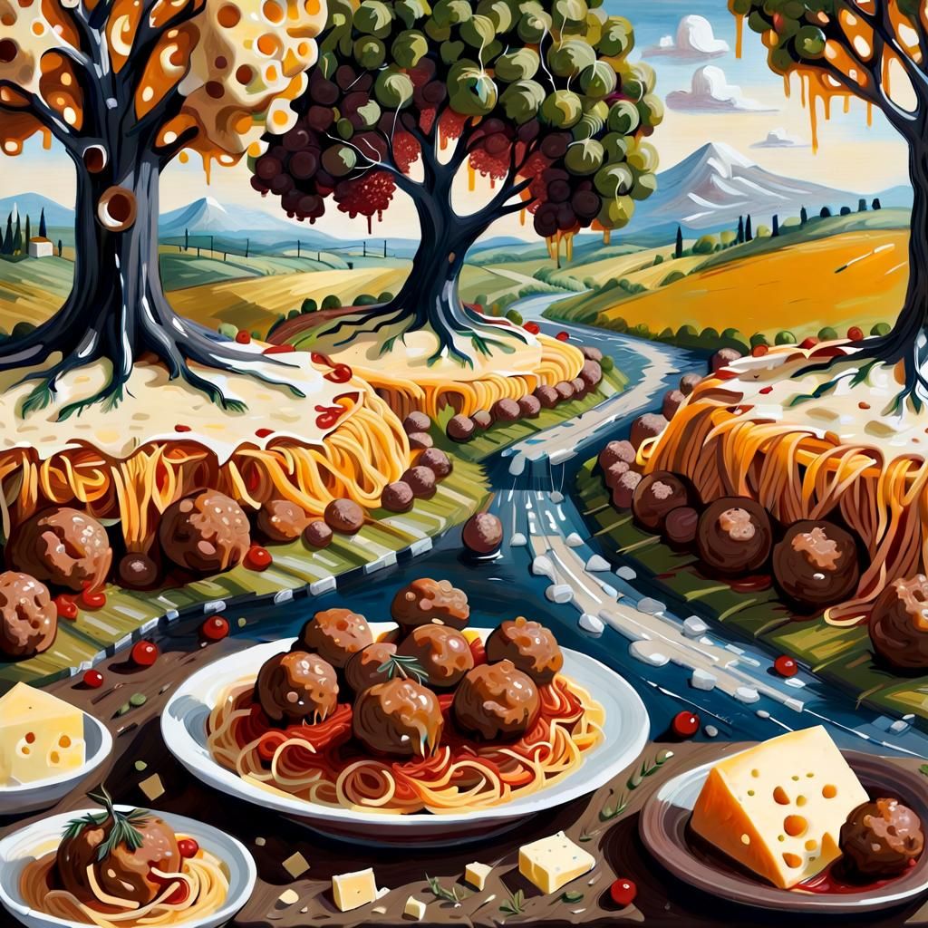 Landscape made of food