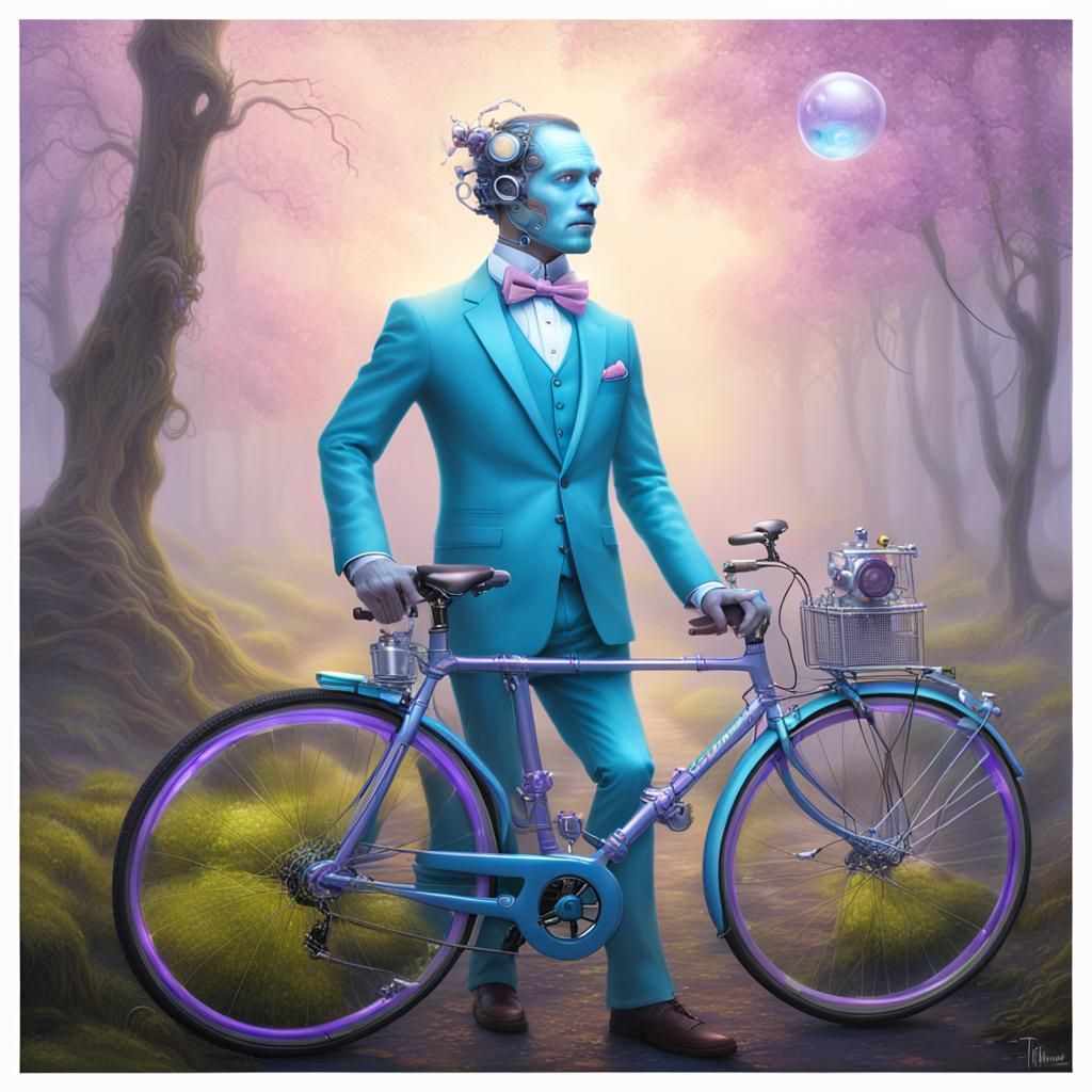 Sentient Cyborg Bicycle in Ethereal Fantasy Style