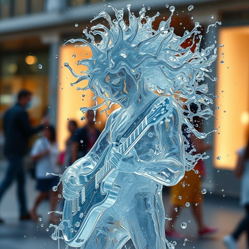 Surreal Rock Guitarist Emerges from Whirling Water in Photor...