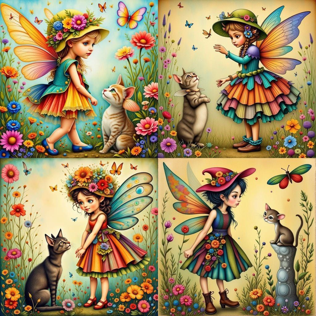 Paper Fairy in Whimsical Collage Art