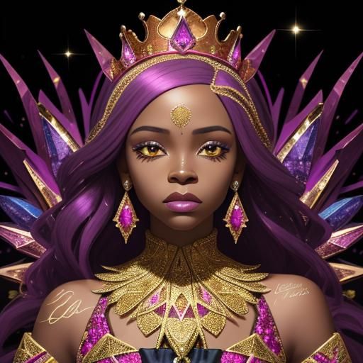 African American Woman with Diamond "M" in 3D