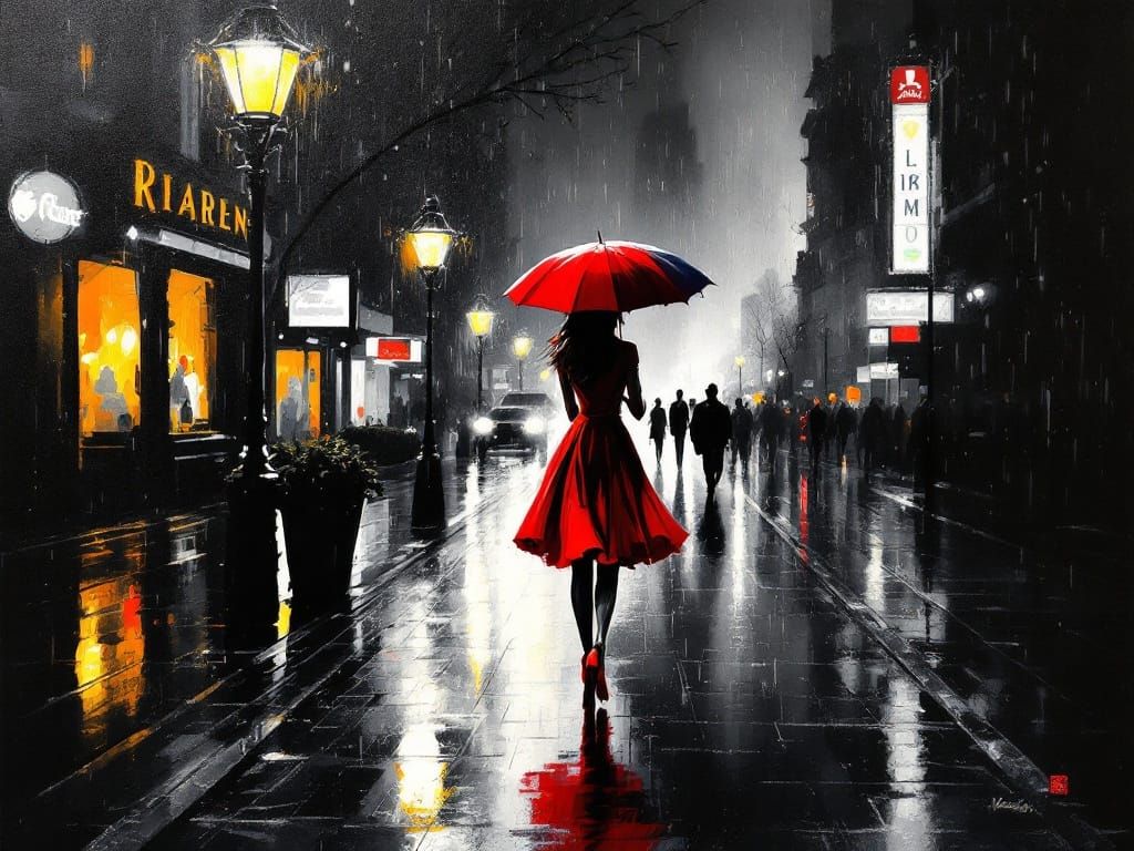 Moody City Night Scene in Vibrant Color