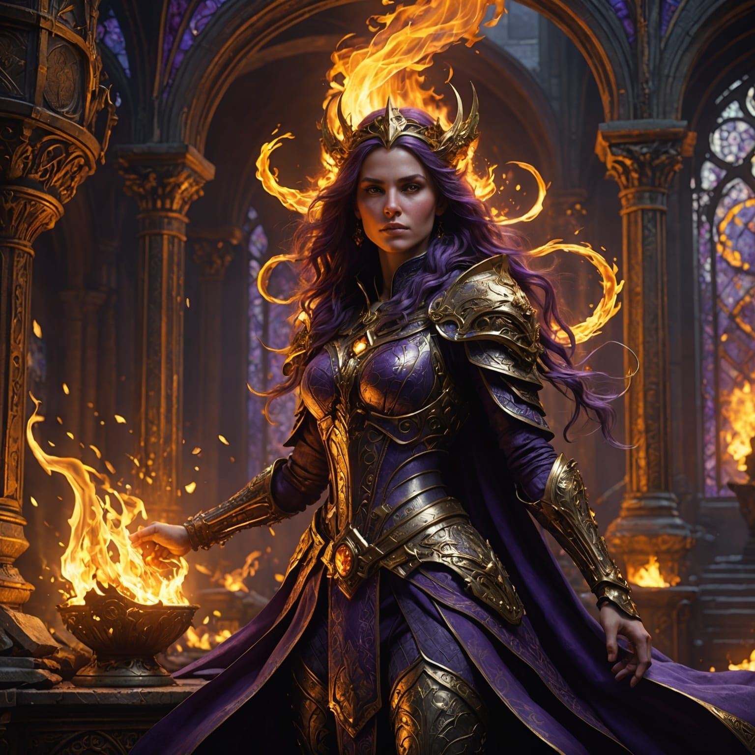 Fiery Village: Dark Fantasy Concept Art