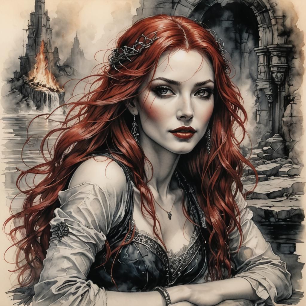 Captivating Femme Fatale in Fire and Water