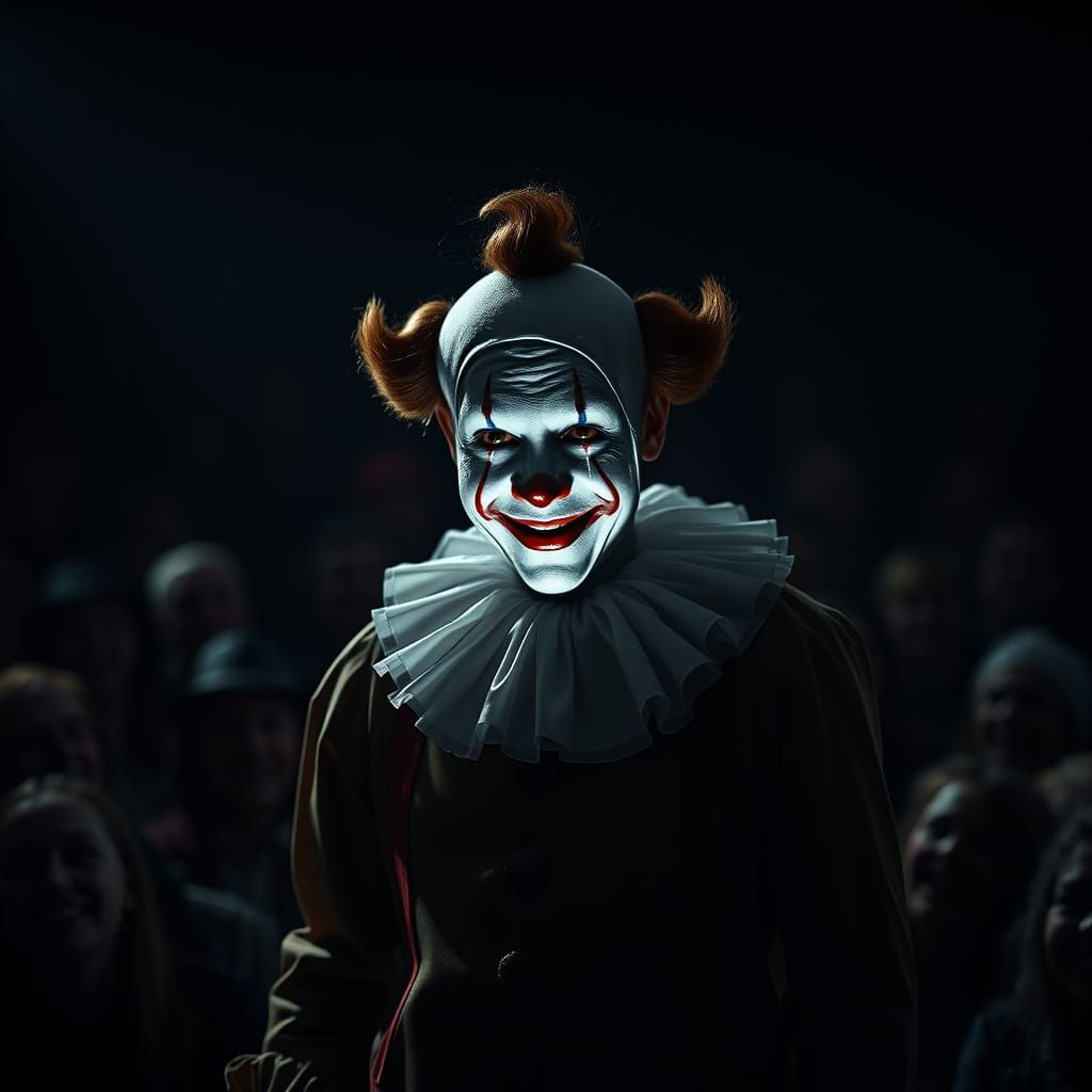 Haunting Clown Portrait in Photorealistic Style