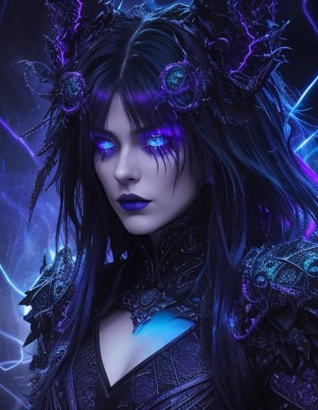 Eerie Mythical Beast with Neon Tendrils