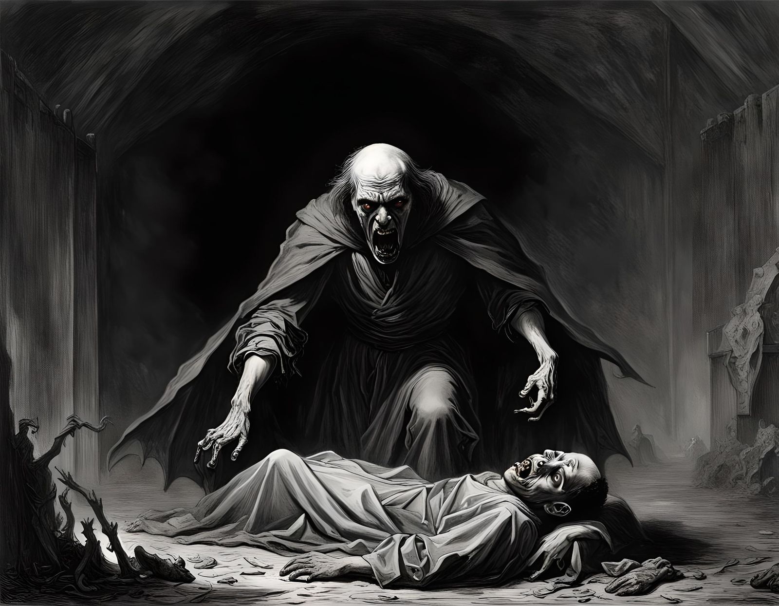 Newborn Vampire Rises in Dramatic Horror Art