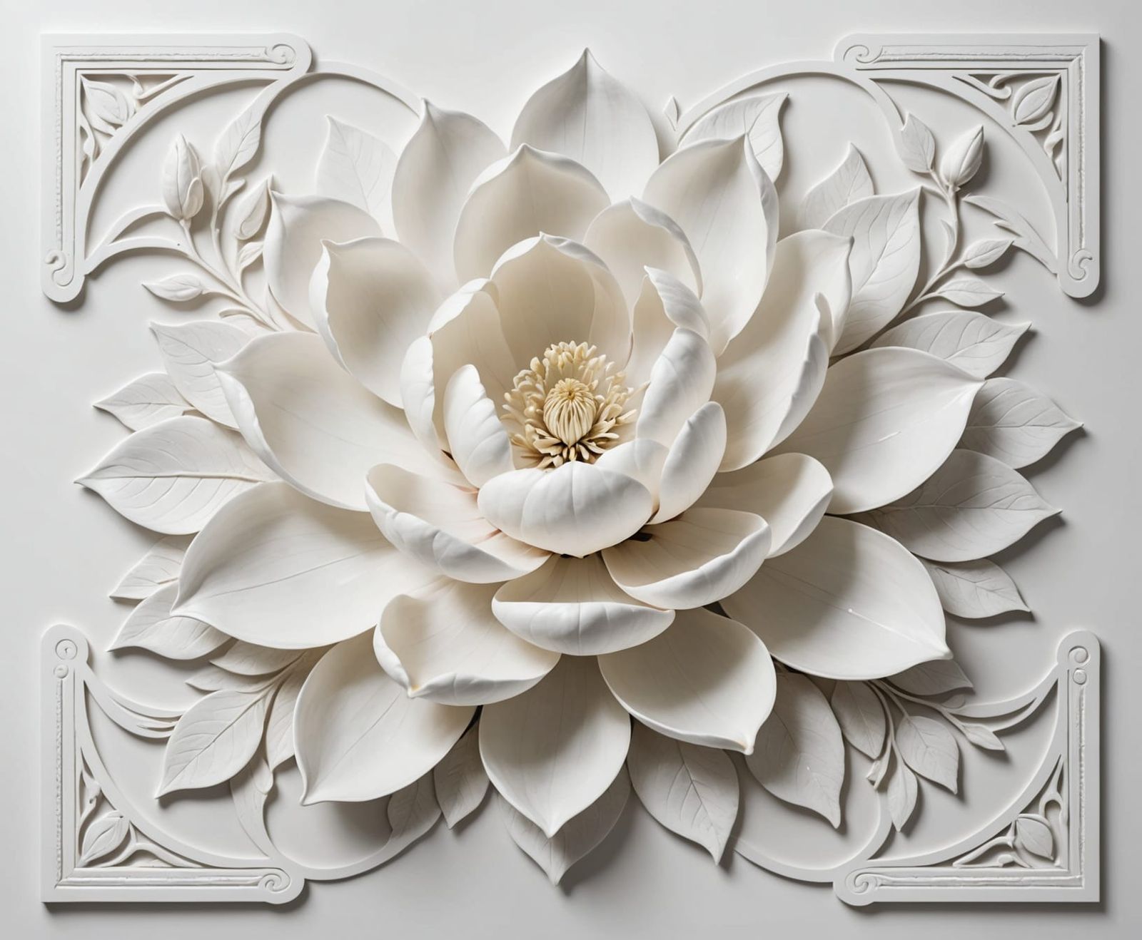 Ethereal White Magnolia with Gold Accents