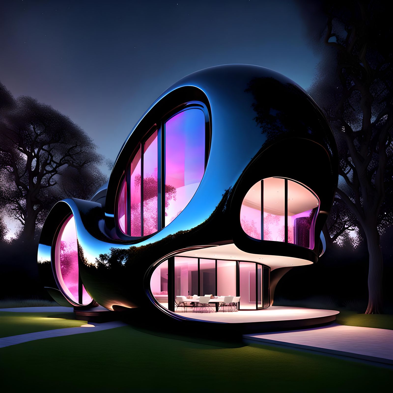 Night, Shiny black metal, reflective (iridescent 2), shimmer...