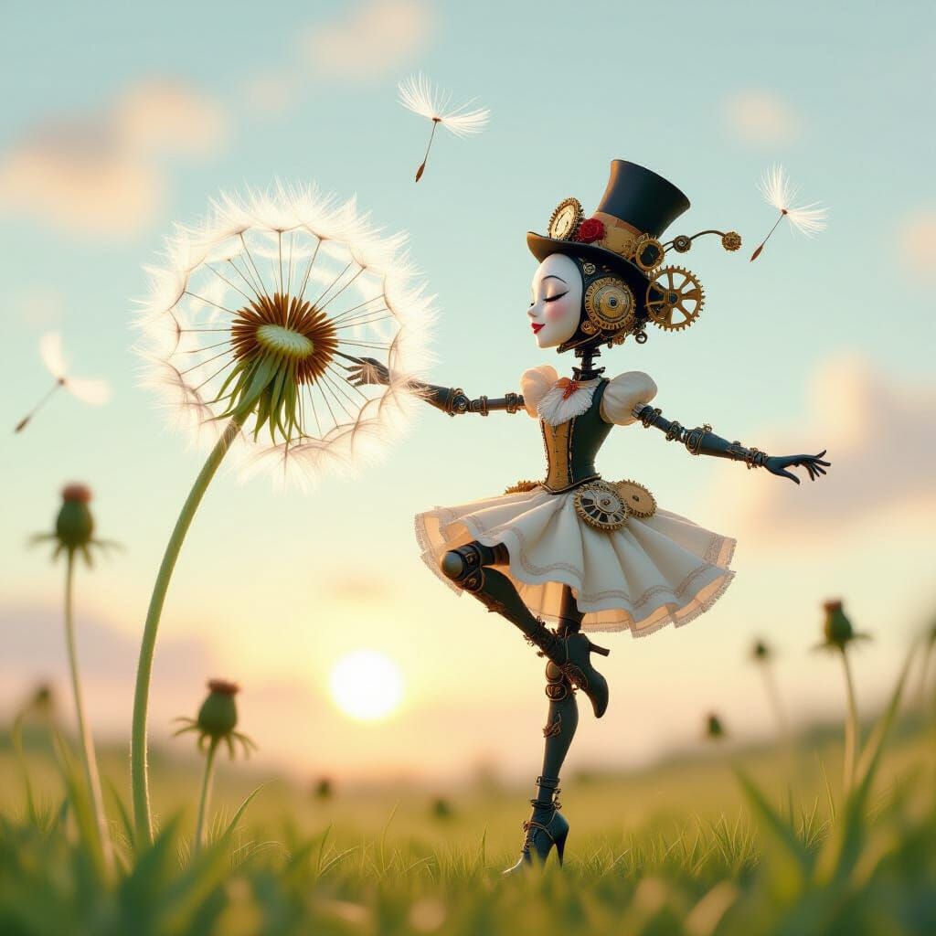 Clockwork Dancer on Floating Dandelion Seed