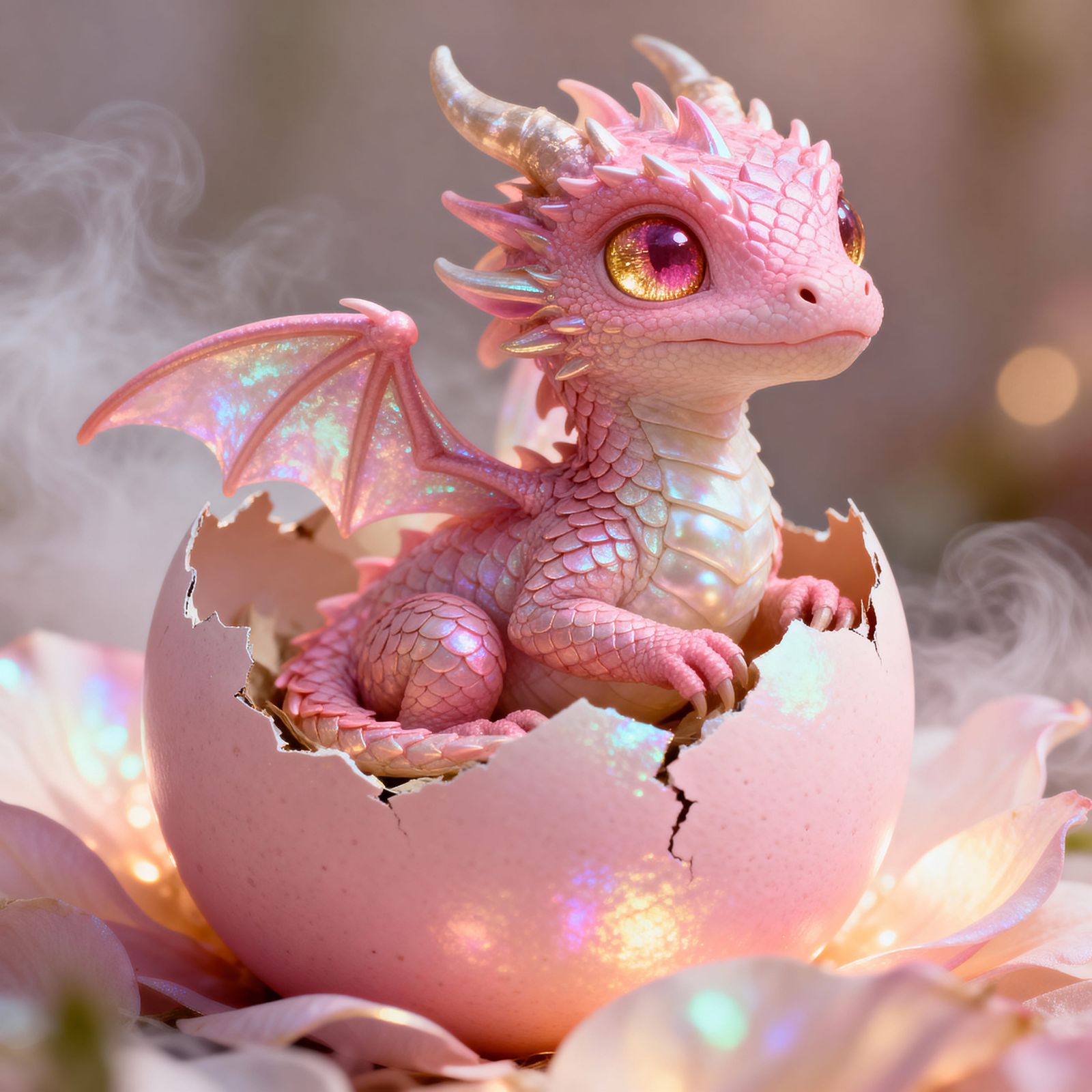 Macro Photo of Pink Dragon Hatching From Egg
