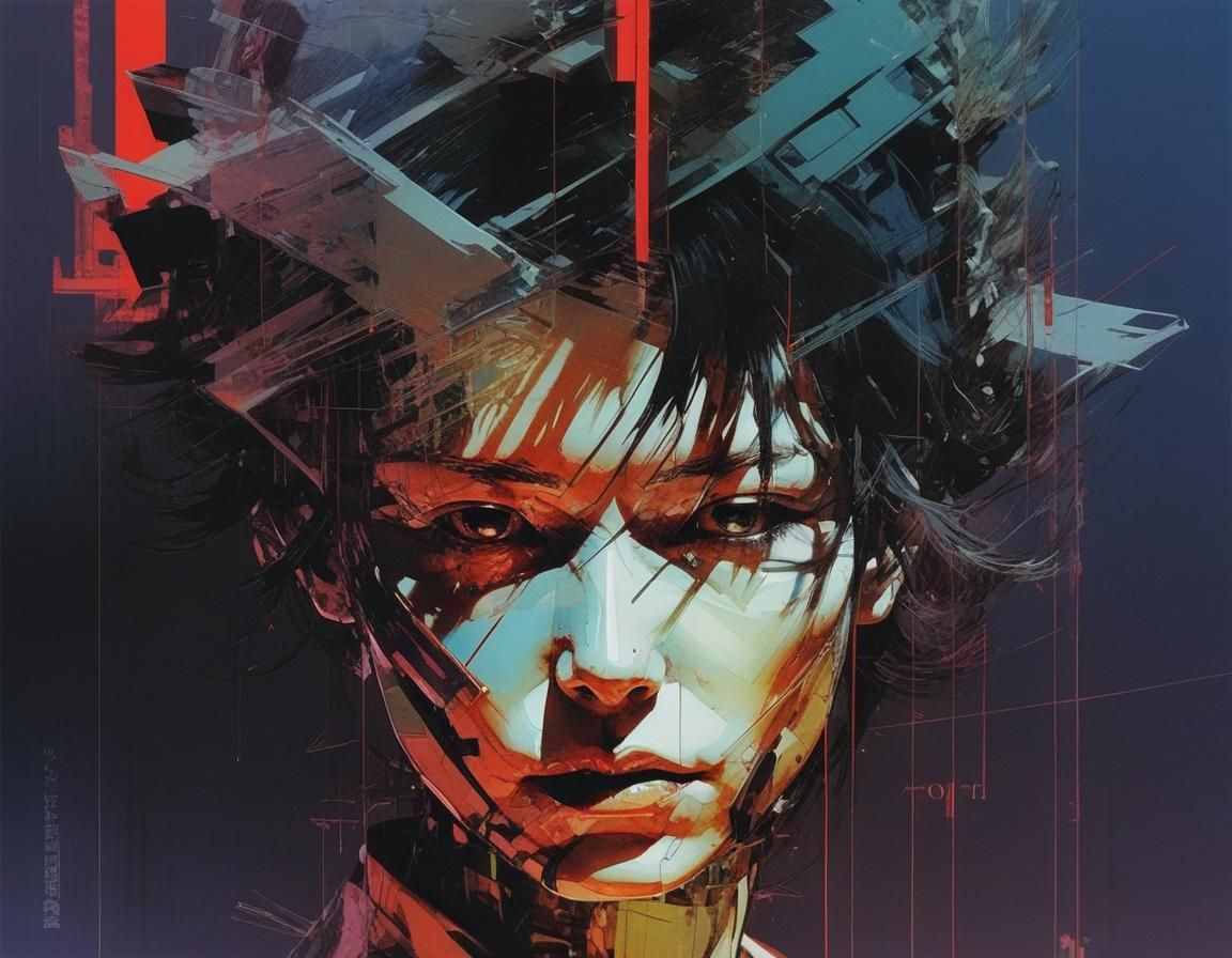 Sculpture Glitch Art in Comic Book Style