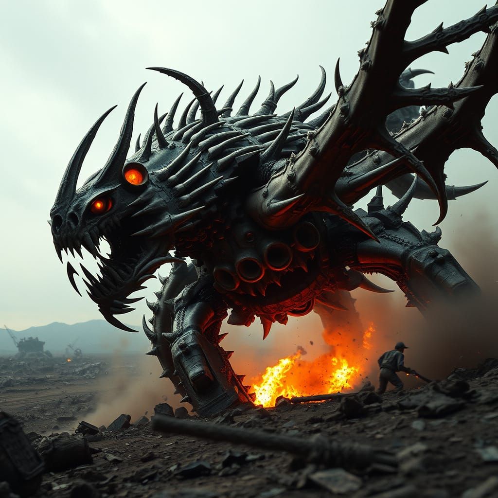 Demonic Bone Raker War Machine in Dark Gritty Cinematic Styl...