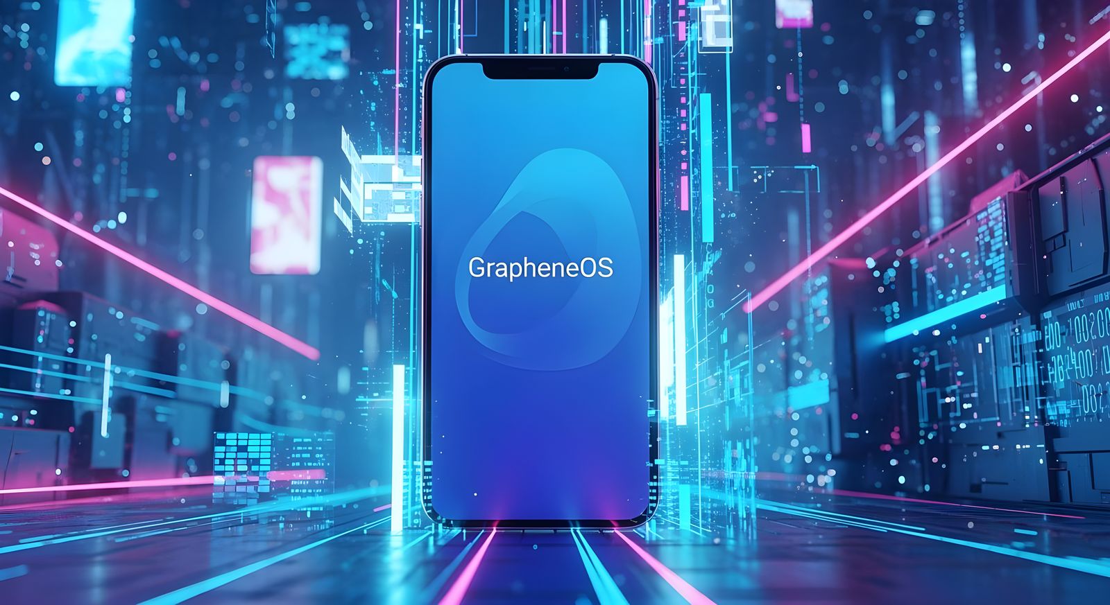 Smartphone in Cyberspace Displays GrapheneOS