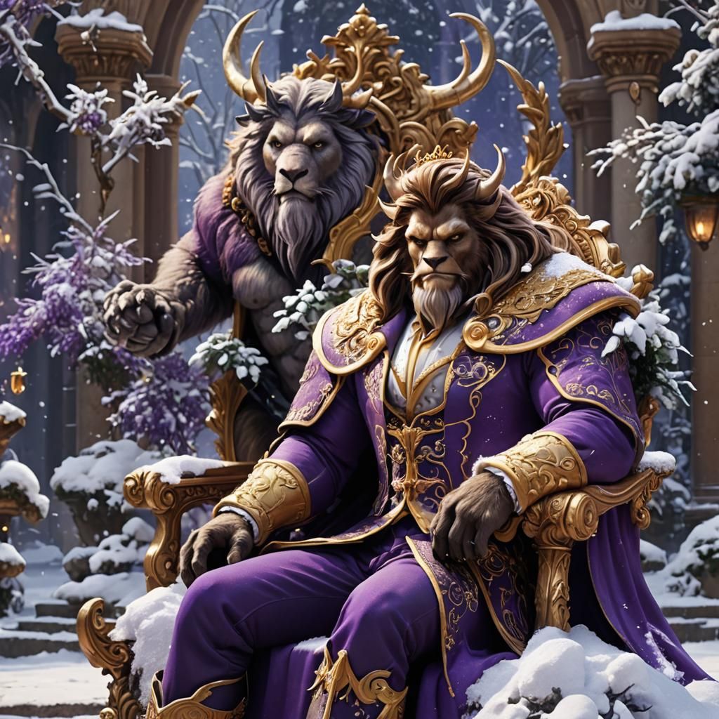 Beast on Snow Throne: 3D Anime Art