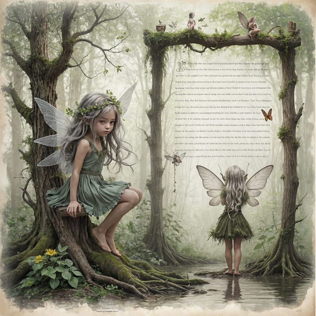 Fairy Girl Illustration With Writing Page