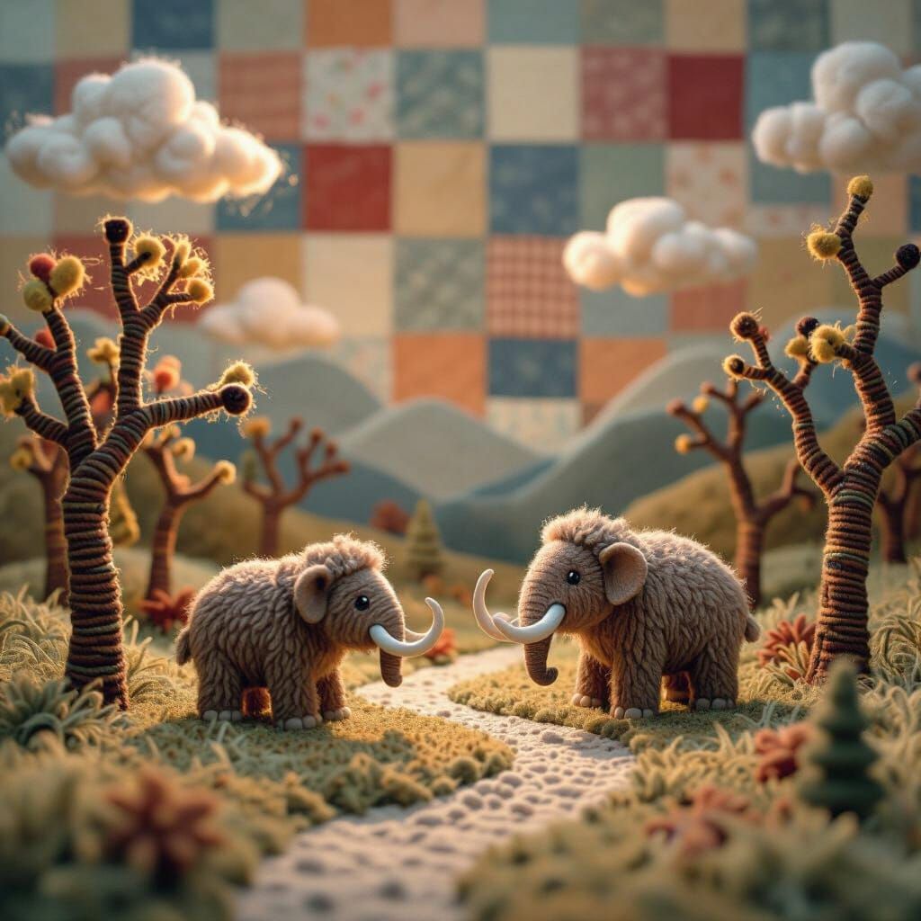 Woolly Mammoths in a Cozy Stop-Motion World