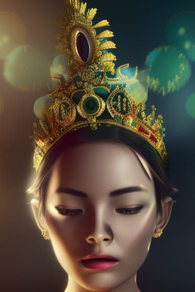 Portrait of Woman as Queen in Royal Clothing