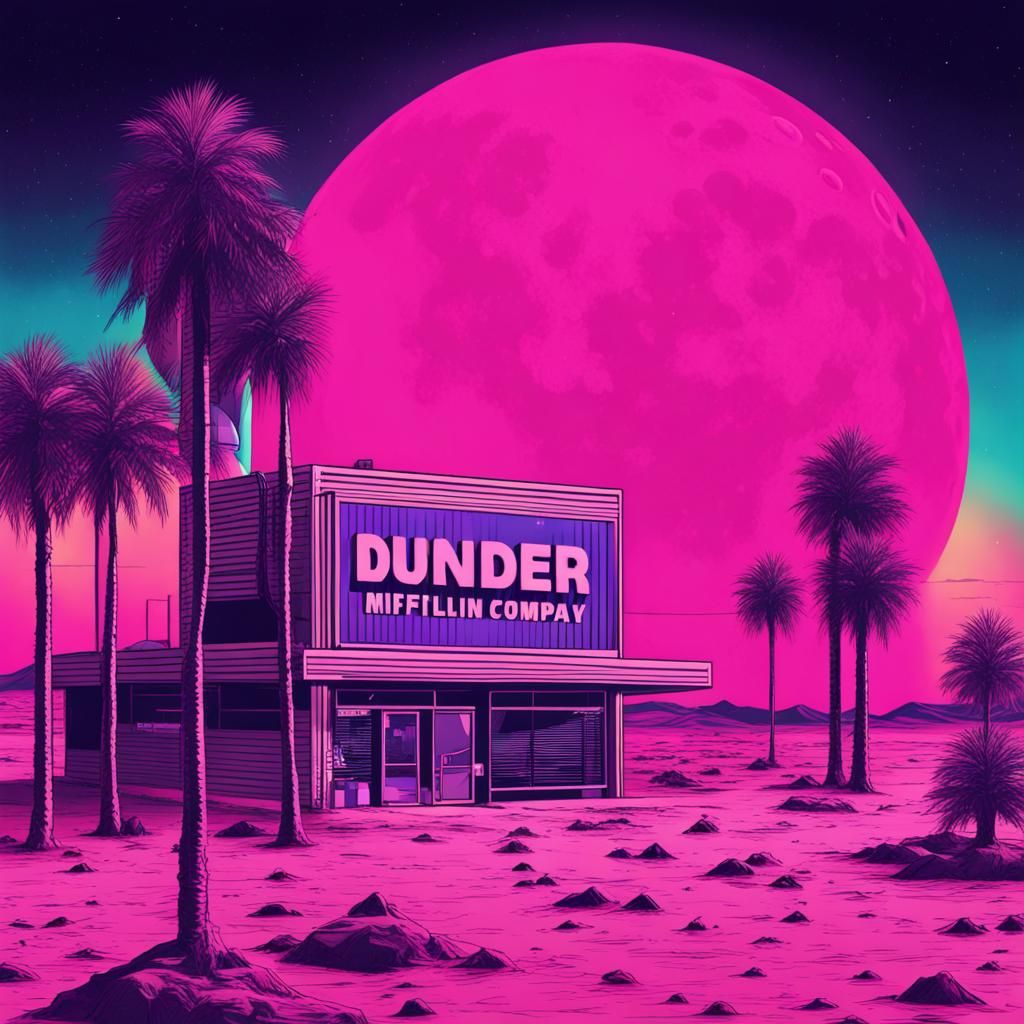 Dunder Mifflin on the Moon: Synthwave Neon