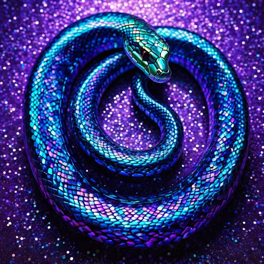 Iridescent Purple Snake in Infinity Symbol