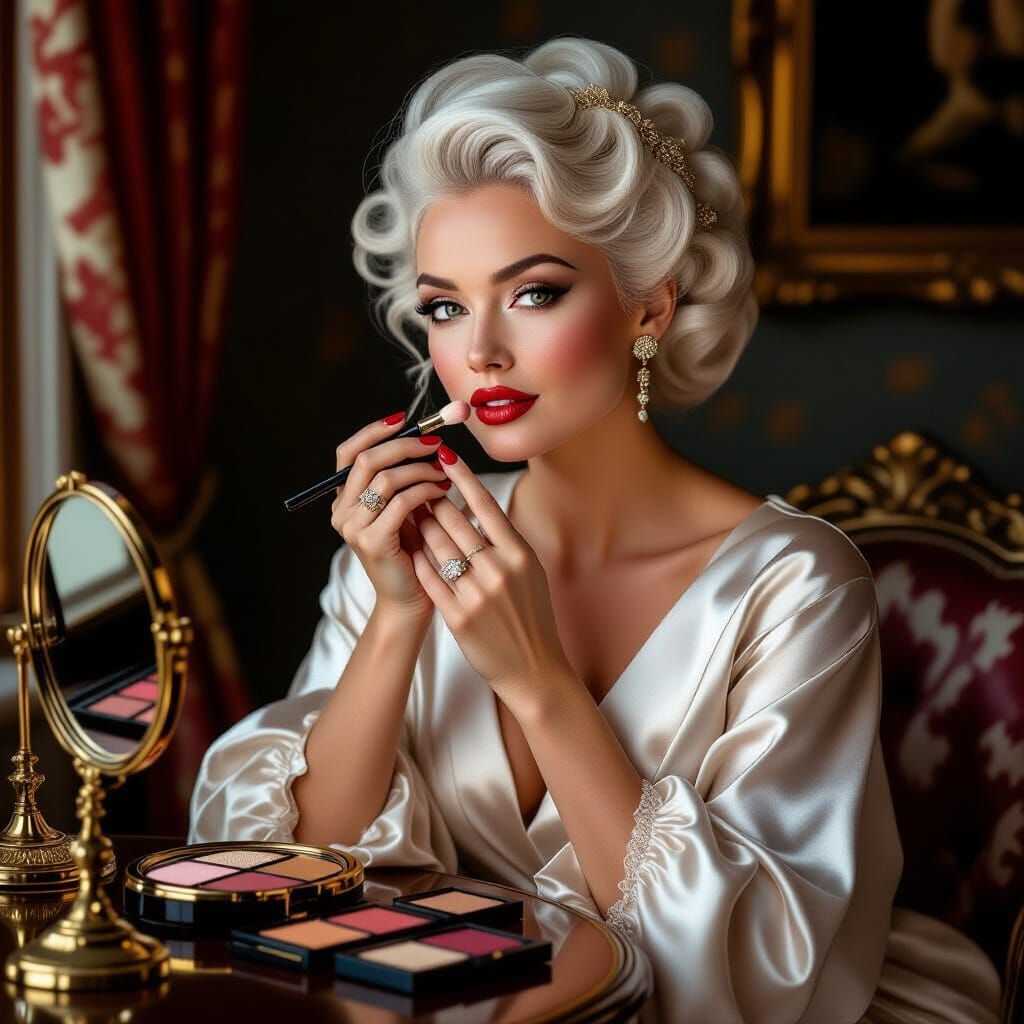 Hollywood Glamour: Woman at Dressing Table as Dutch Golden A...