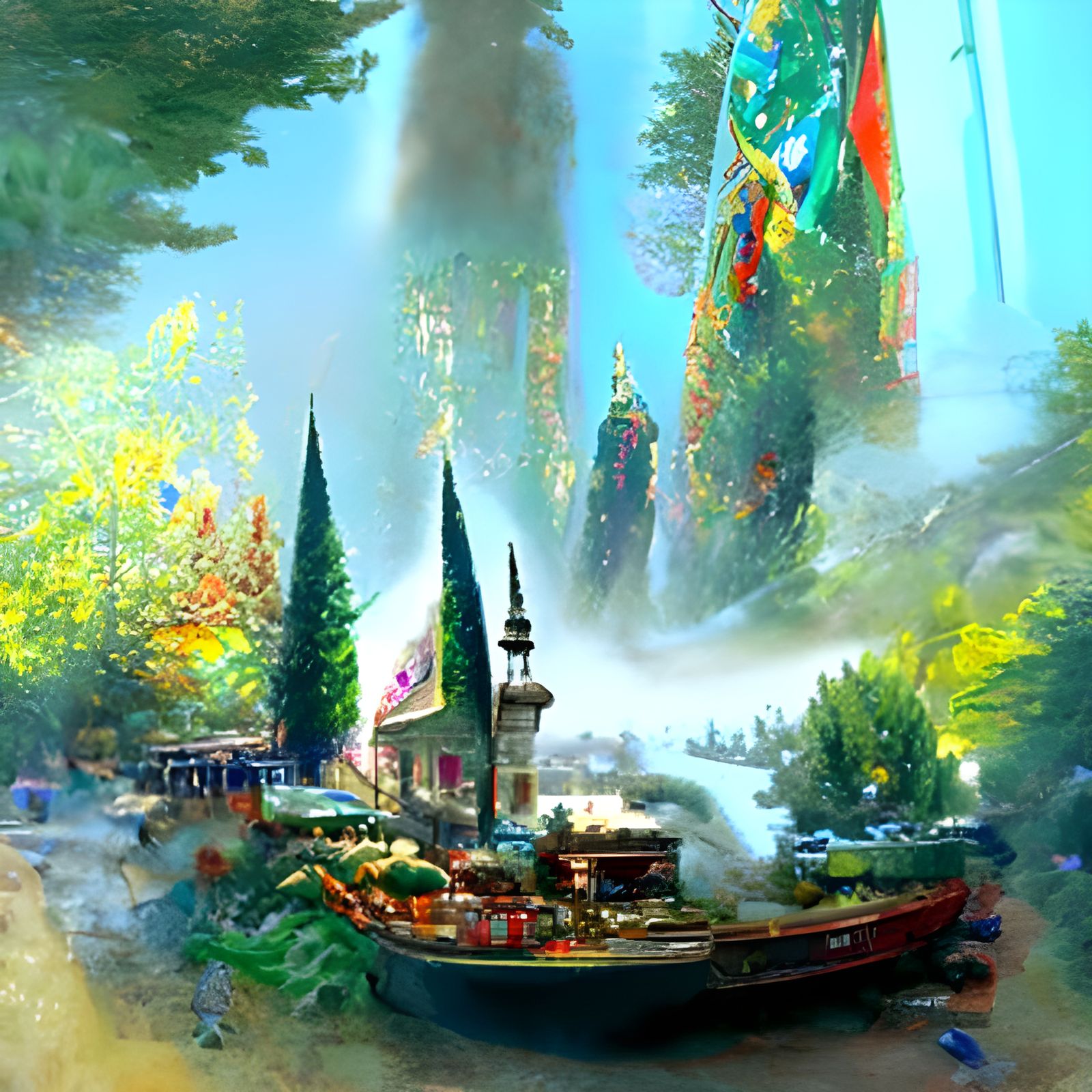 Ethereal Fantasy Landscape in Thomas Kinkade Style