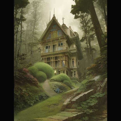 Victorian Houses on Hill: Darek Zabrocki Style