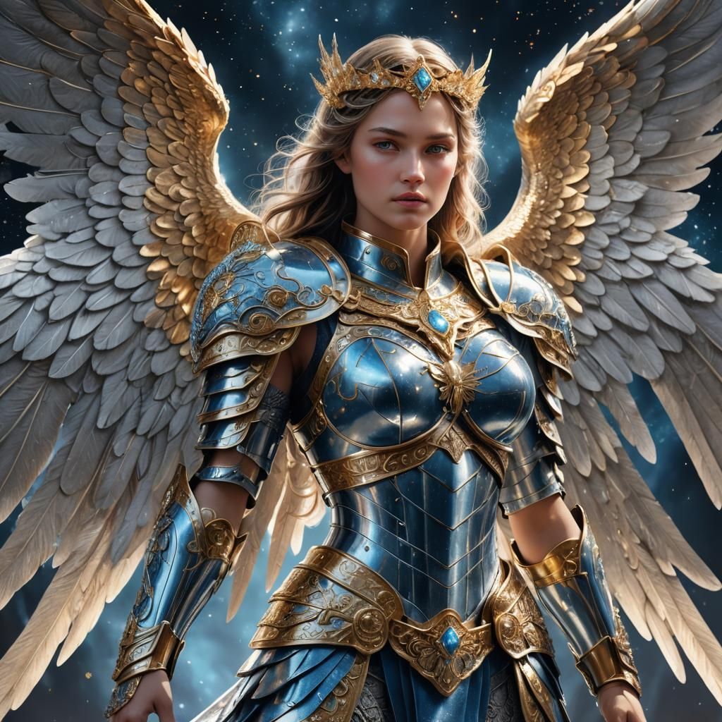 Silver Warrior Angel Princess in Digital Art