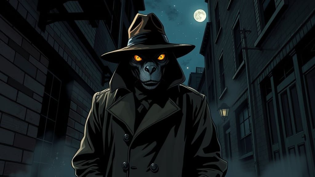 Mysterious Alleyway Encounter in Neon-Lit Urban Style