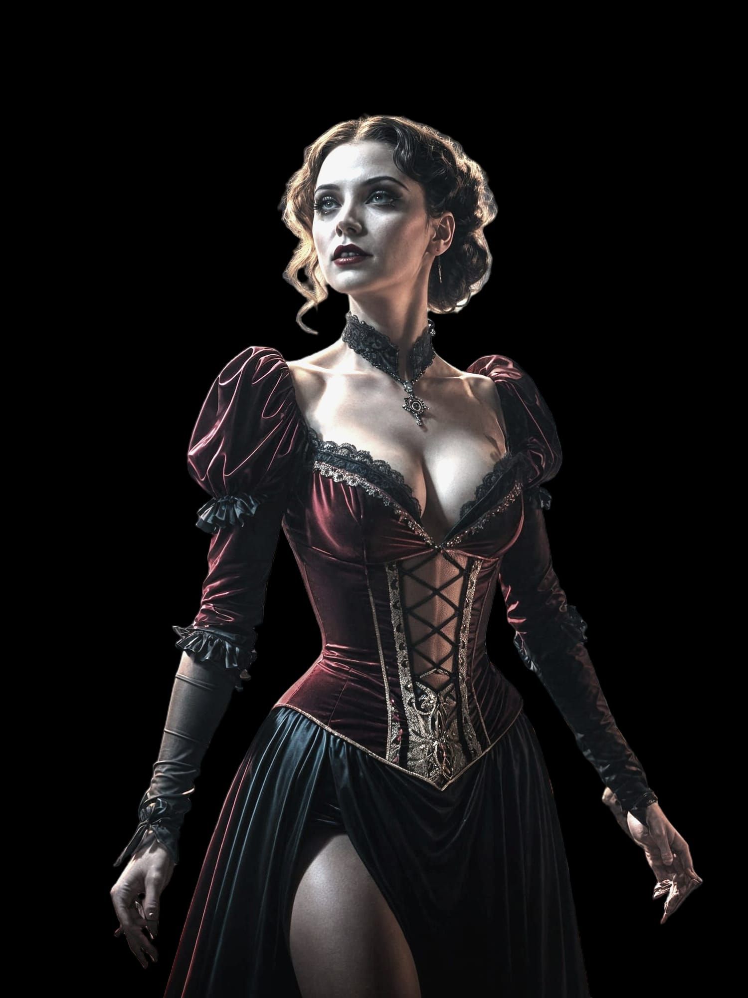 Vampire Transformation in Burlesque Noir Comic Style