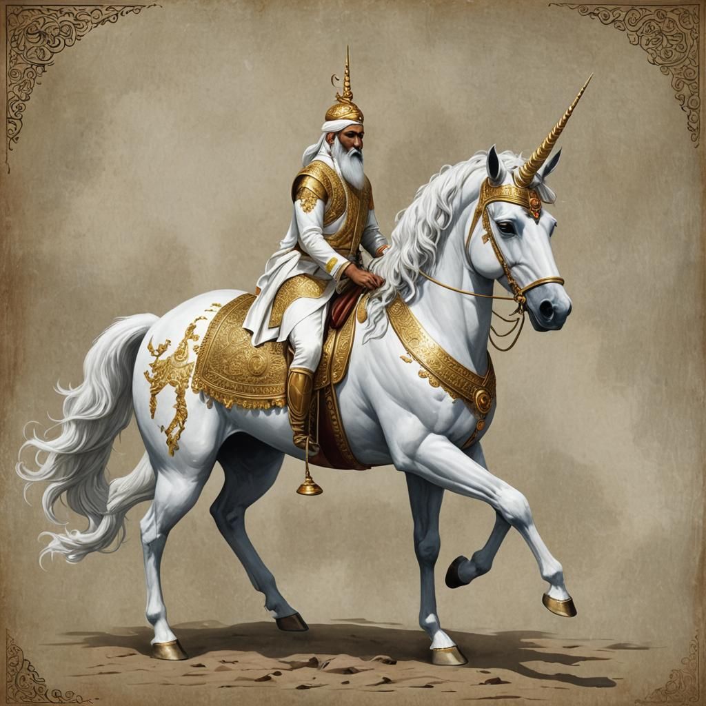 Akal Tekke White Unicorn: AI Generated Image