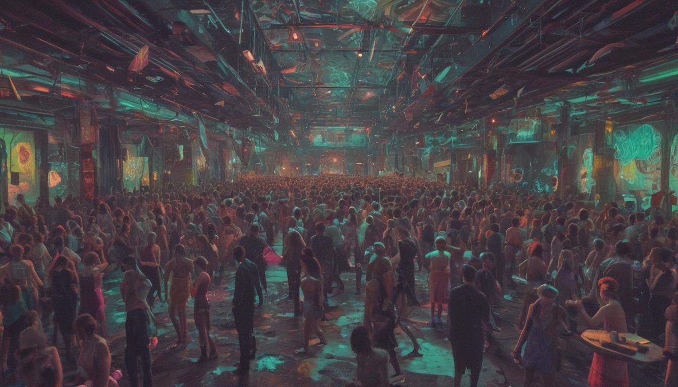 Futuristic Scrapyard Rave in Glitchcore Style