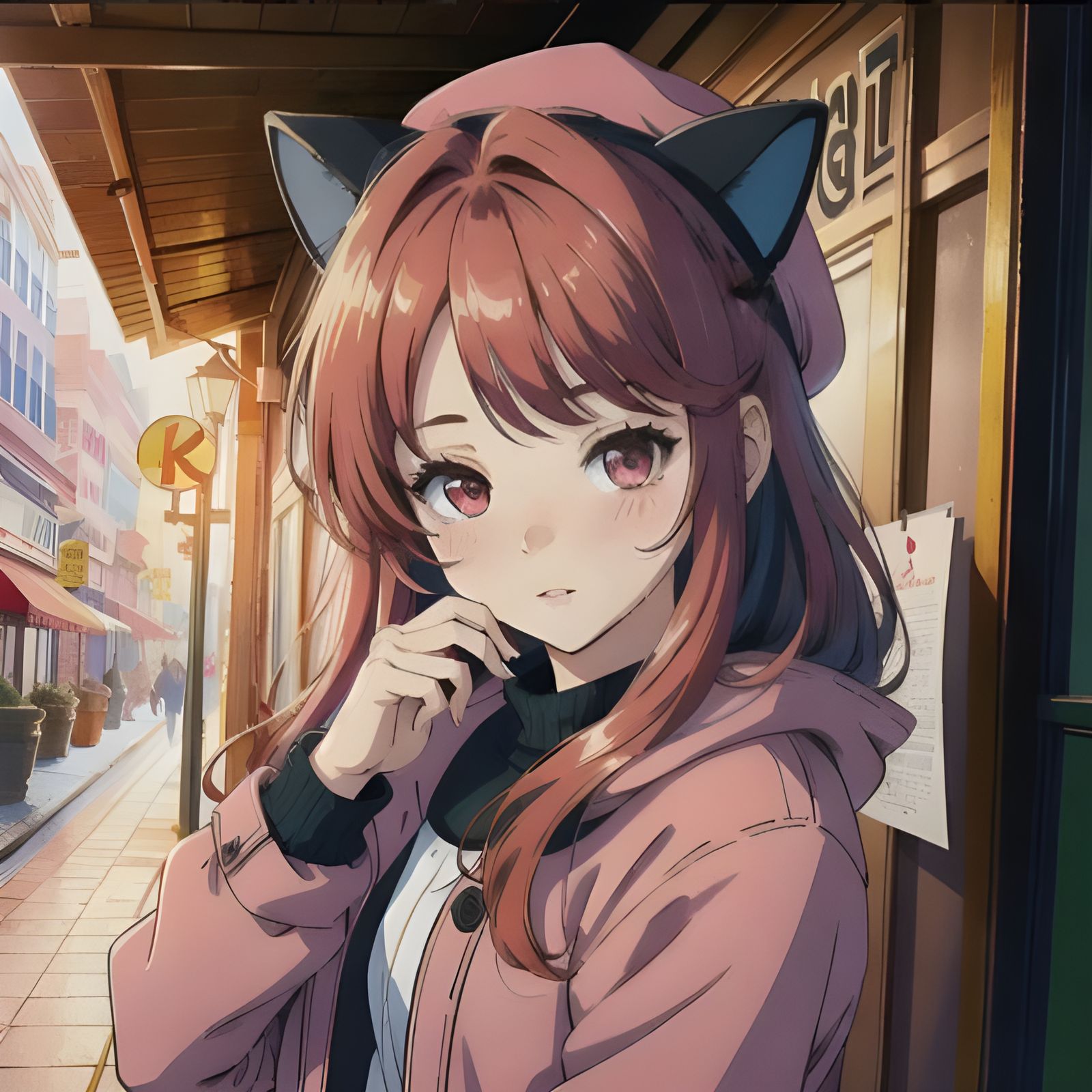 Whimsical Cat Girl Digital Illustration