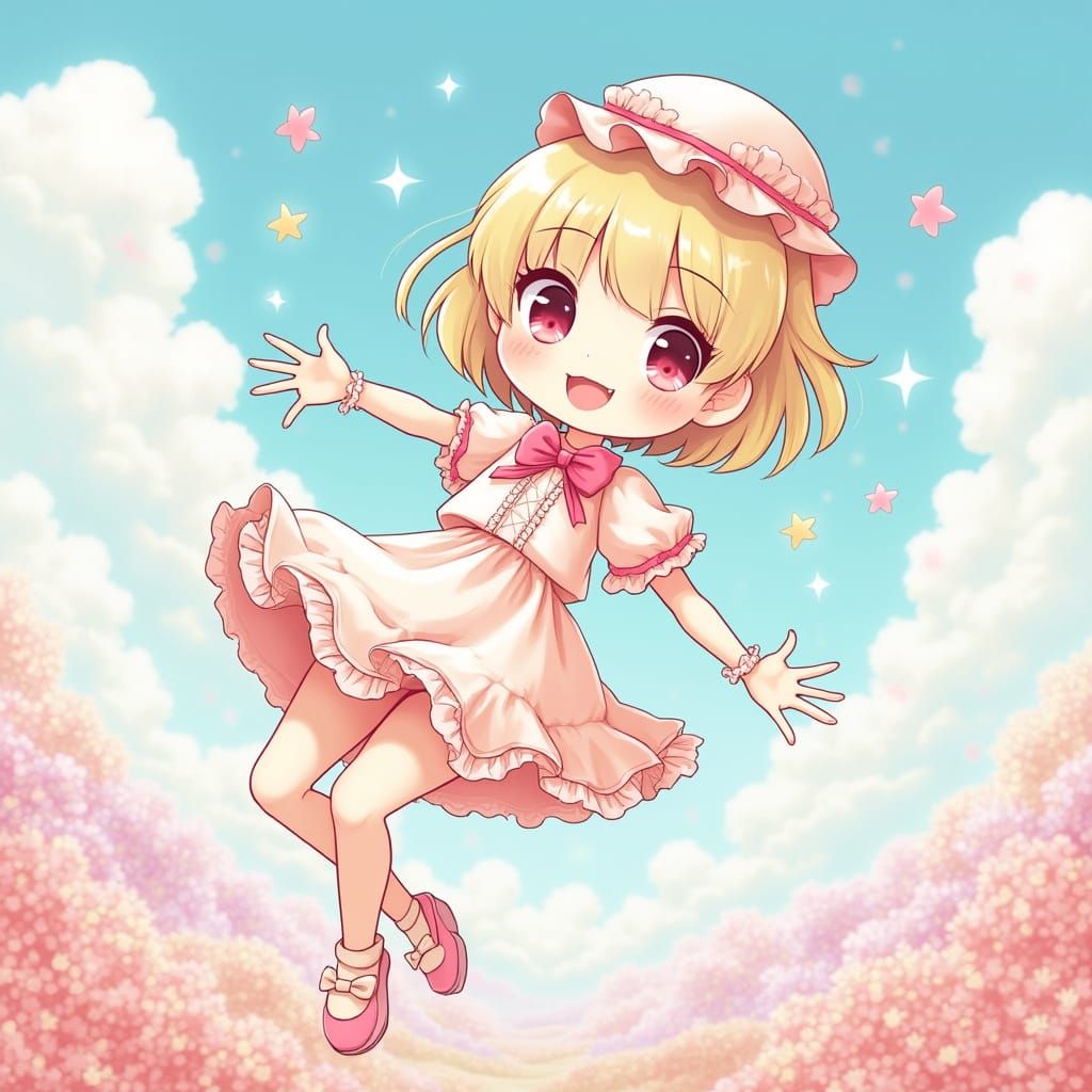 Pastel Kawaii Girl in Anime Art Style