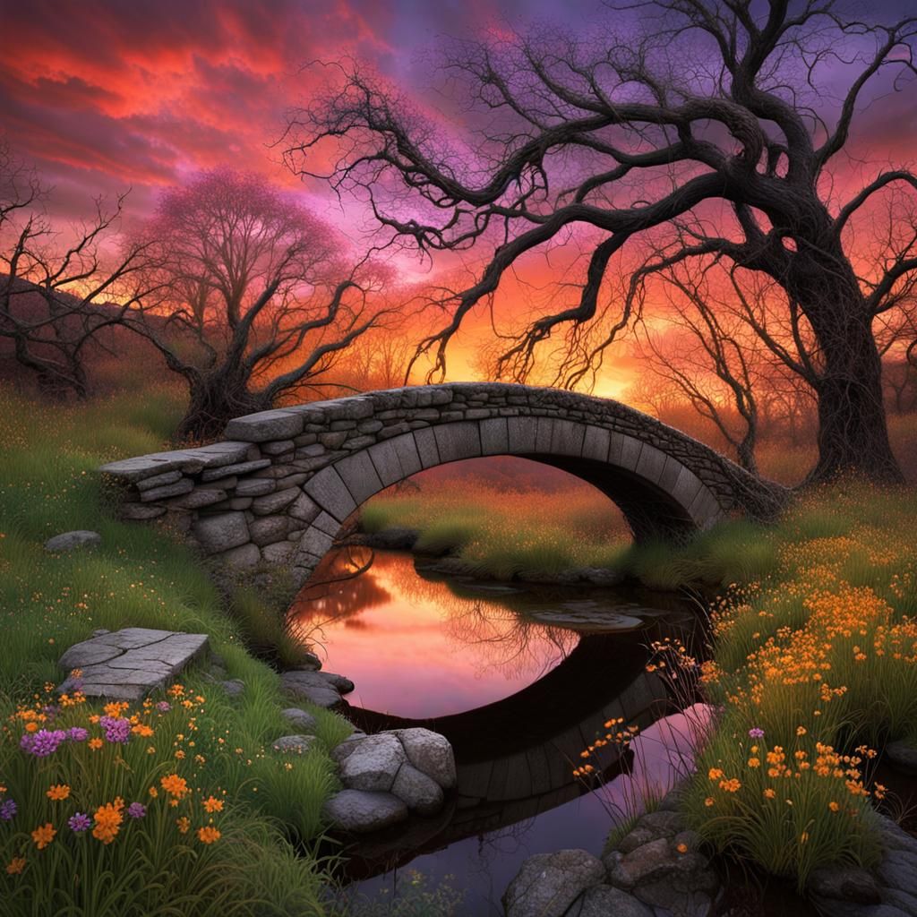 Ethereal Abandoned Bridge in a Desolate Fantasy Landscape